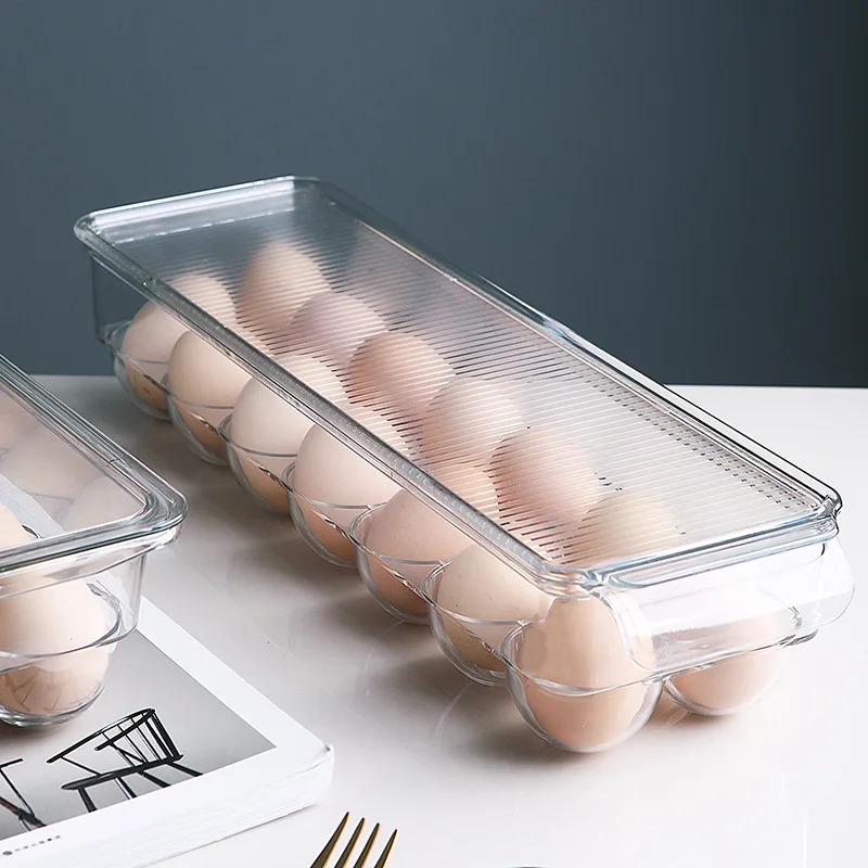 

14/12 Grid Kitchen Refrigerator Freshness Box Egg FreshnessStorage Box Transparent Glove Box Seperated with Lid Egg Box