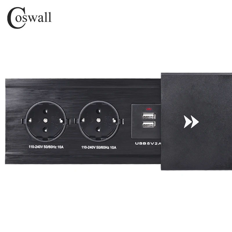 COSWALL все пластины из алюминиевого сплава Скользящий тип Скрытая 2 питания розетка