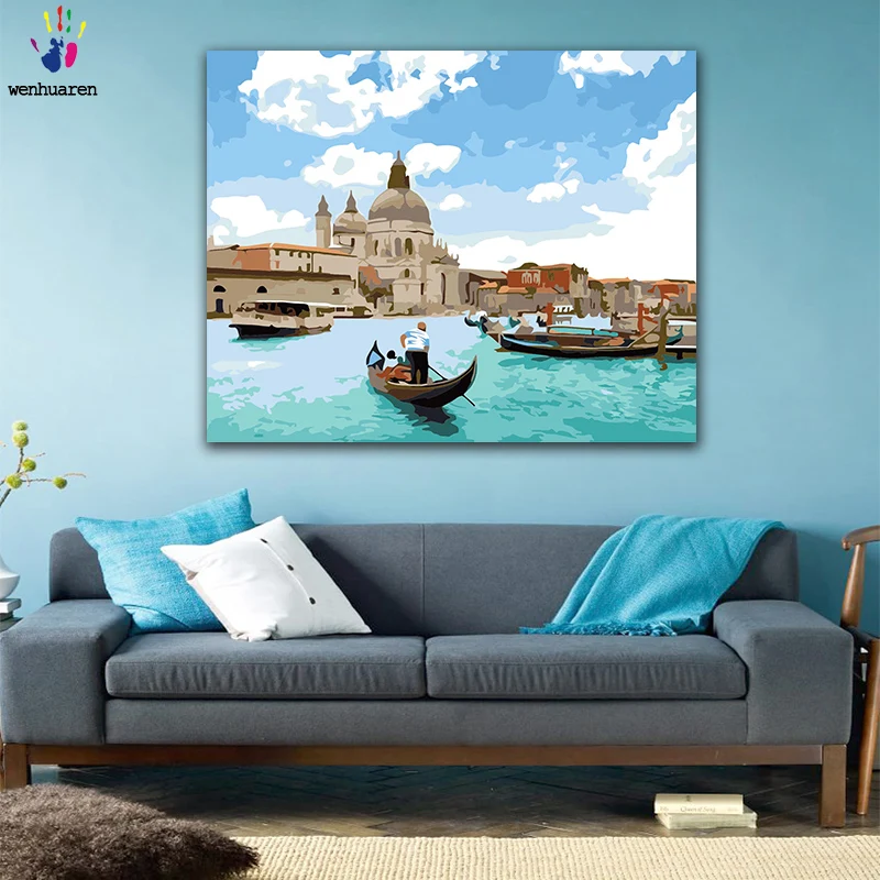 DIY картинки для раскраски по номерам с цветами Grand Canal вода город пейзаж Картина