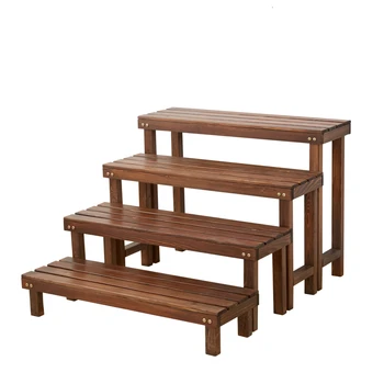 

Solid Wood Quality Flower Airs Household Multi-storey Indoor Outdoors To Ground Flowerpot Frame Balcony Ladder Shelf