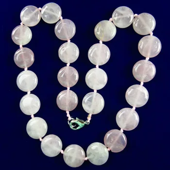 

16x6mm A Strand Gorgeous Interesting Fashion Girl Rose Quartzs Round Necklace 17.5 inch