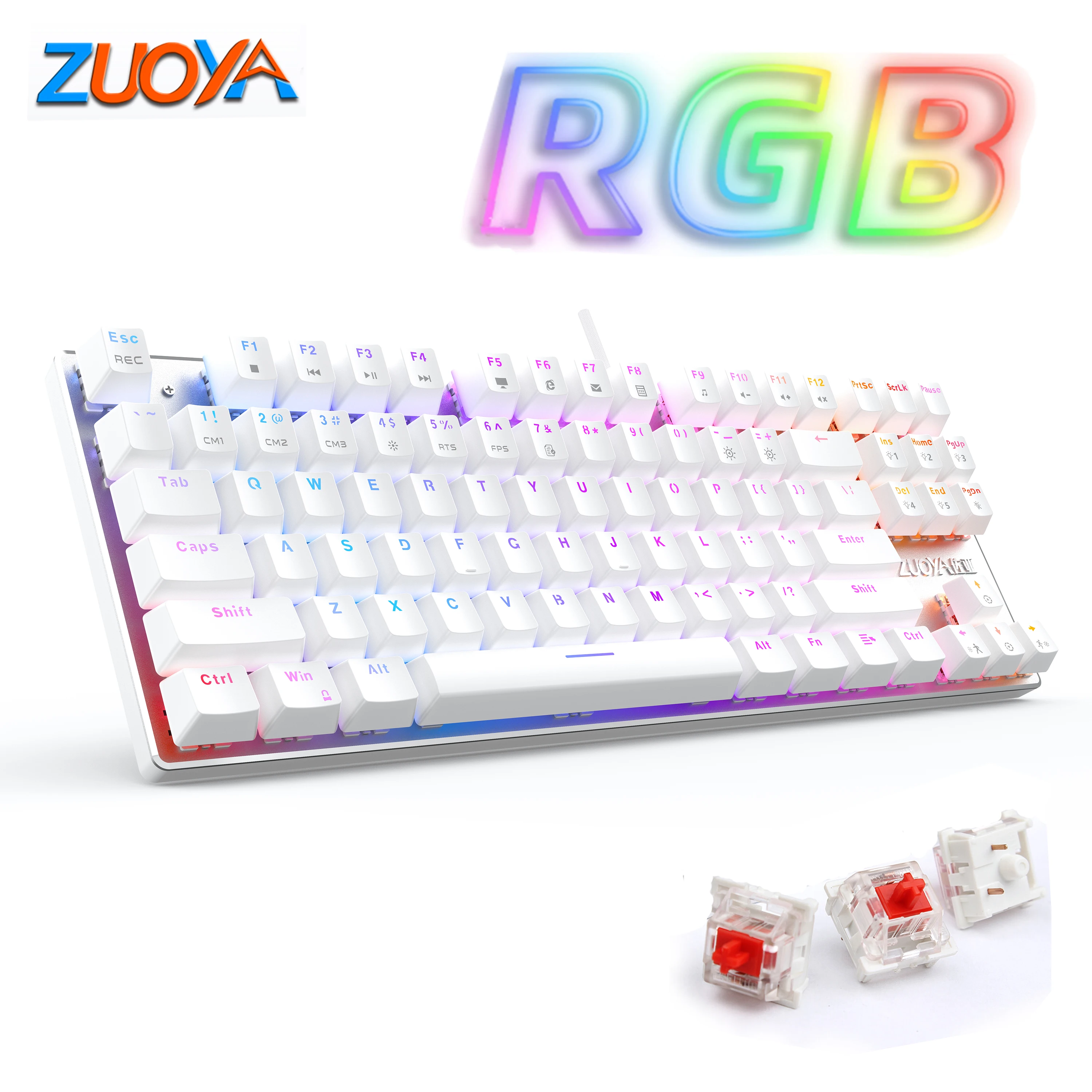 Игровая механическая клавиатура ZUOYA X76 проводная USB 87 клавиш RGB подсветка