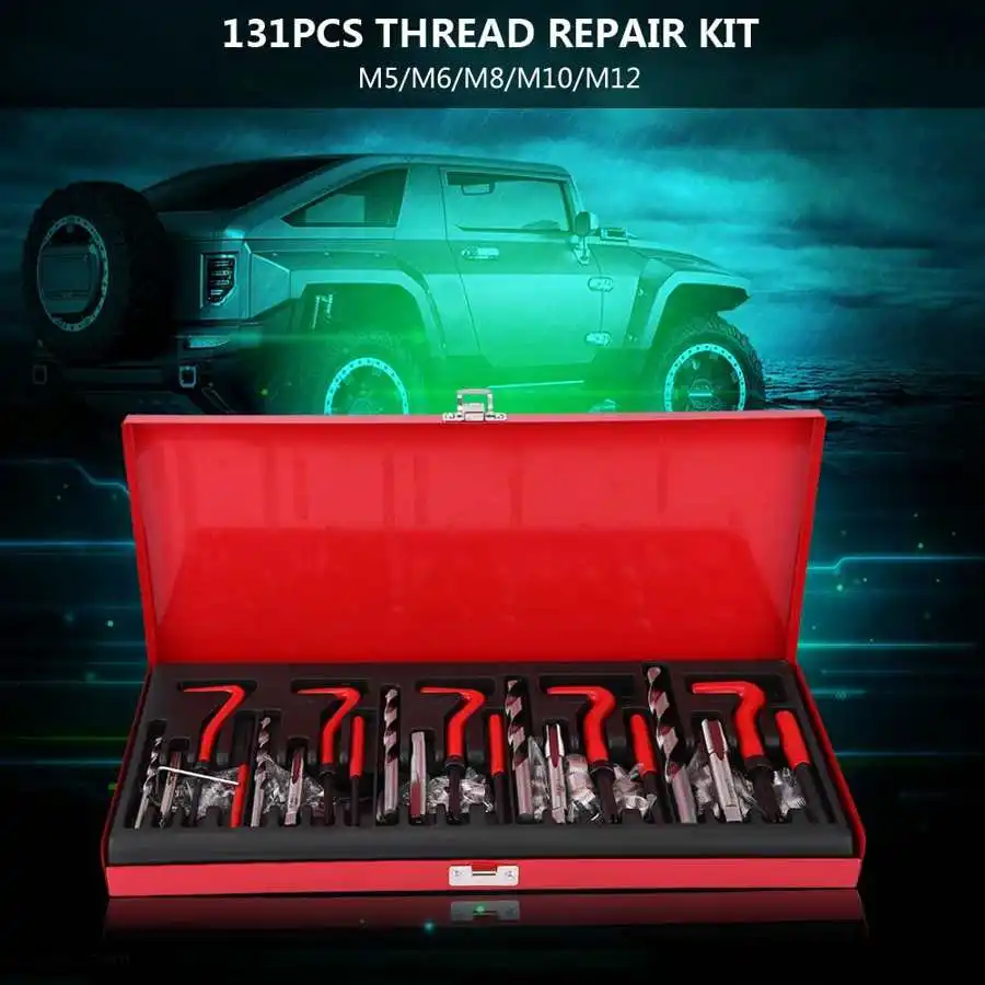 131 шт. набор инструментов для ремонта стальных резинок M5/M6/M8/M10/M12 сверл сверл| |