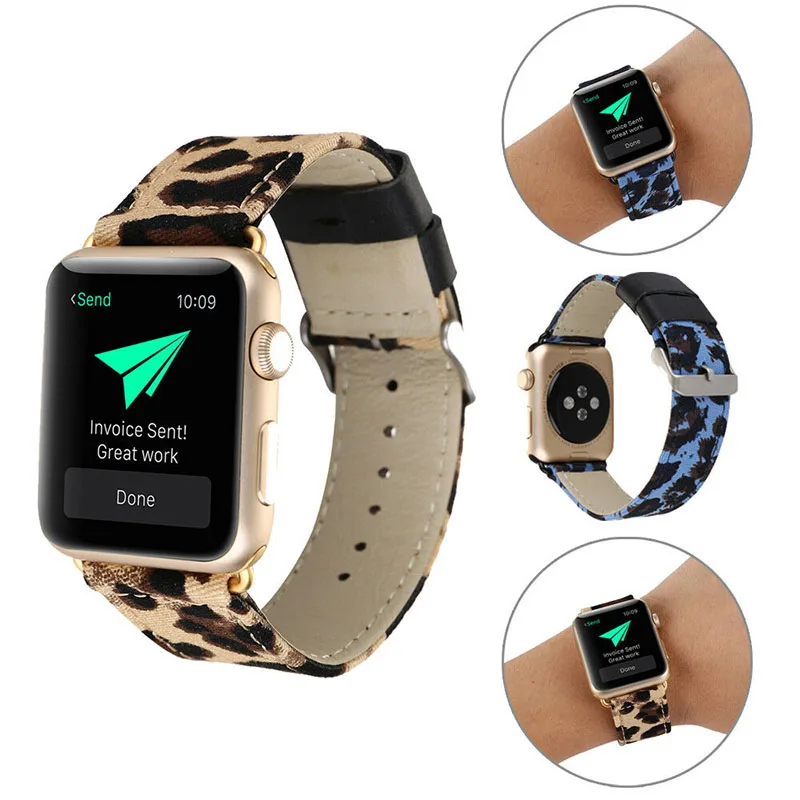 Ремешок сменный для Apple Watch Series 4 3 2 1 браслет с леопардовым принтом iWatch 38 мм 42 40 44 |