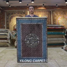 Yilong 3'x4. 5' персидские ковры ручной работы Синий изысканный Iran шелковый ковер(ZQG307A