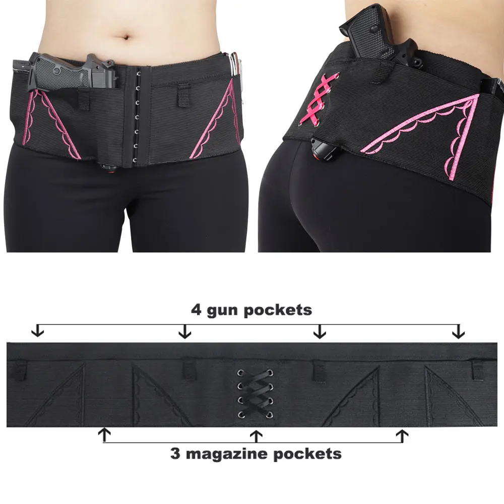 

Tactical Belly Pistol Holster Waist Concealed Carry Gun Holster Magazine Pouch Belt Shooting Defense Invisible Waistband Holster