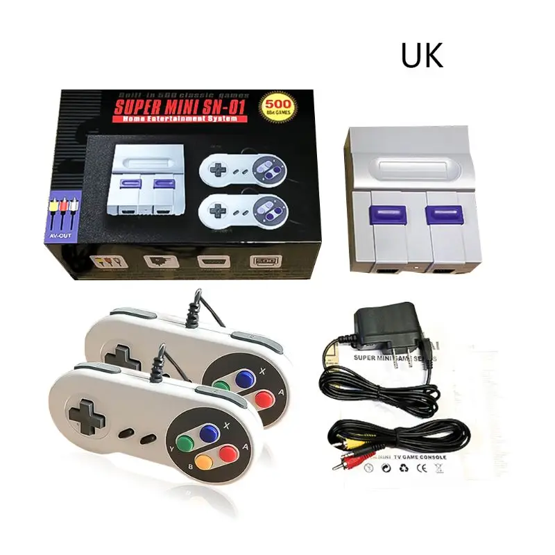 1 Набор Супер Мини 8-битная игровая консоль Ретро ручной игровой плеер с 500 играми - Цвет: UK