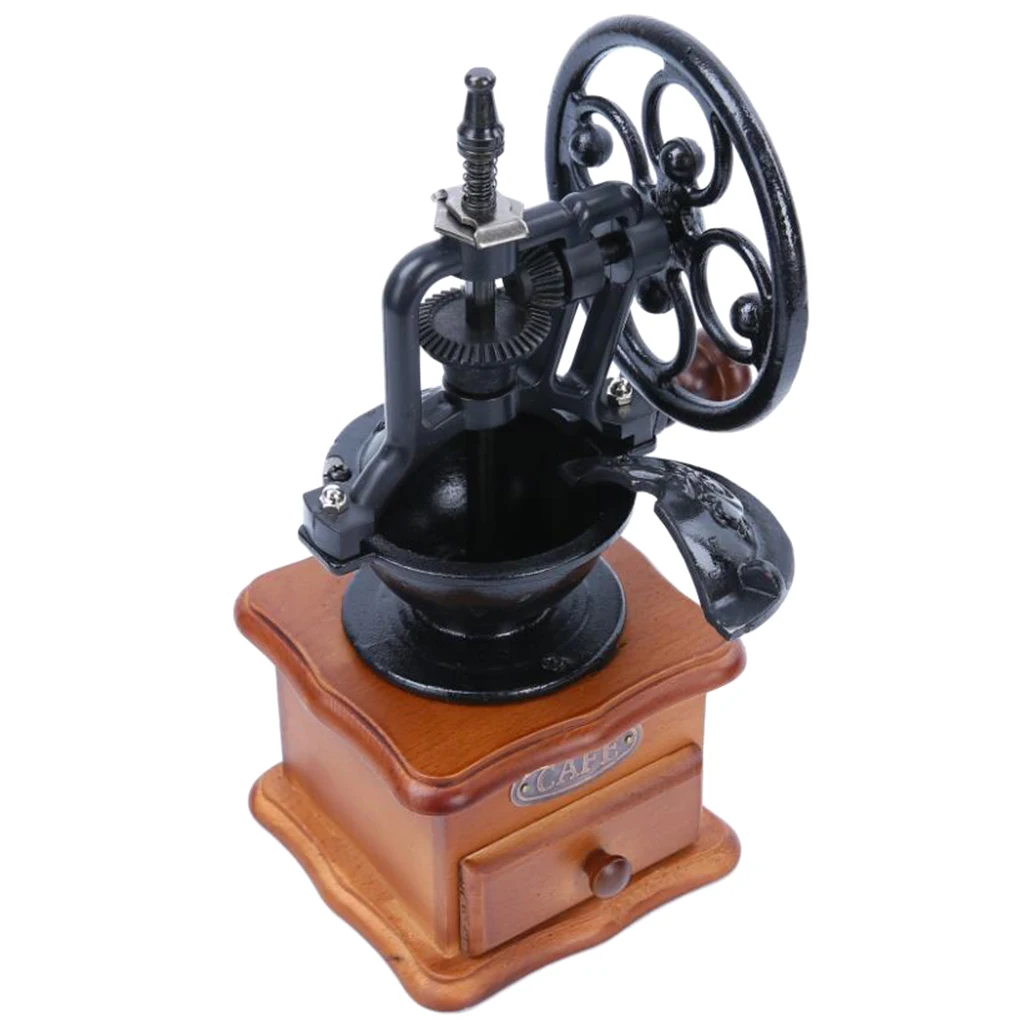 Manual Coffee Grinder Retro Style Wood Coffee Bean Mill Grinding Home Decor