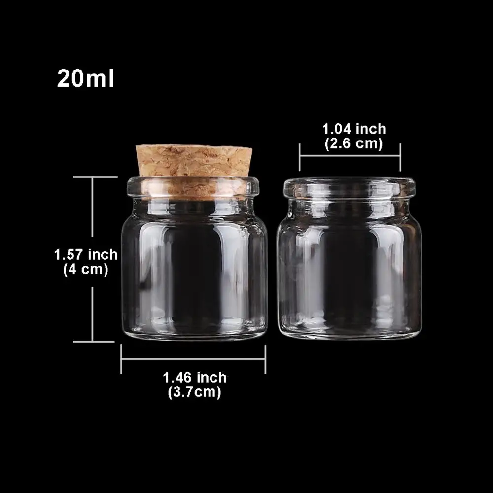 37x40x27mm 20ml Cute Glass Vials Glass Bottles with Corks Small Glass Jars  Gift Bottles 50pcs Factory Wholesale Free shipping