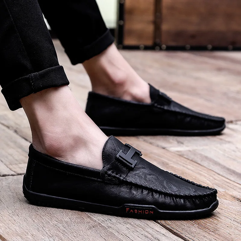 

2019 Autumn & Winter New Style MEN'S Leather Ankle Shoes Casual Fashion Moccosins Trend Slip-on Versatile