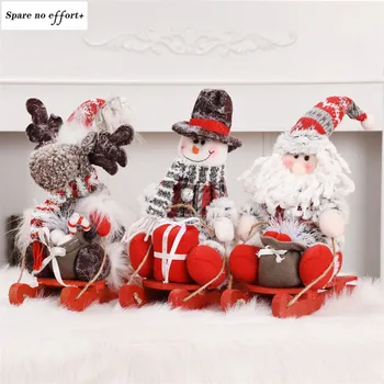 

Festival Gift Sled Santa Claus Snowman Elk Figures Christmas Decorations for Home Dolls Kids Toy Happy New Year Supplies Kerst