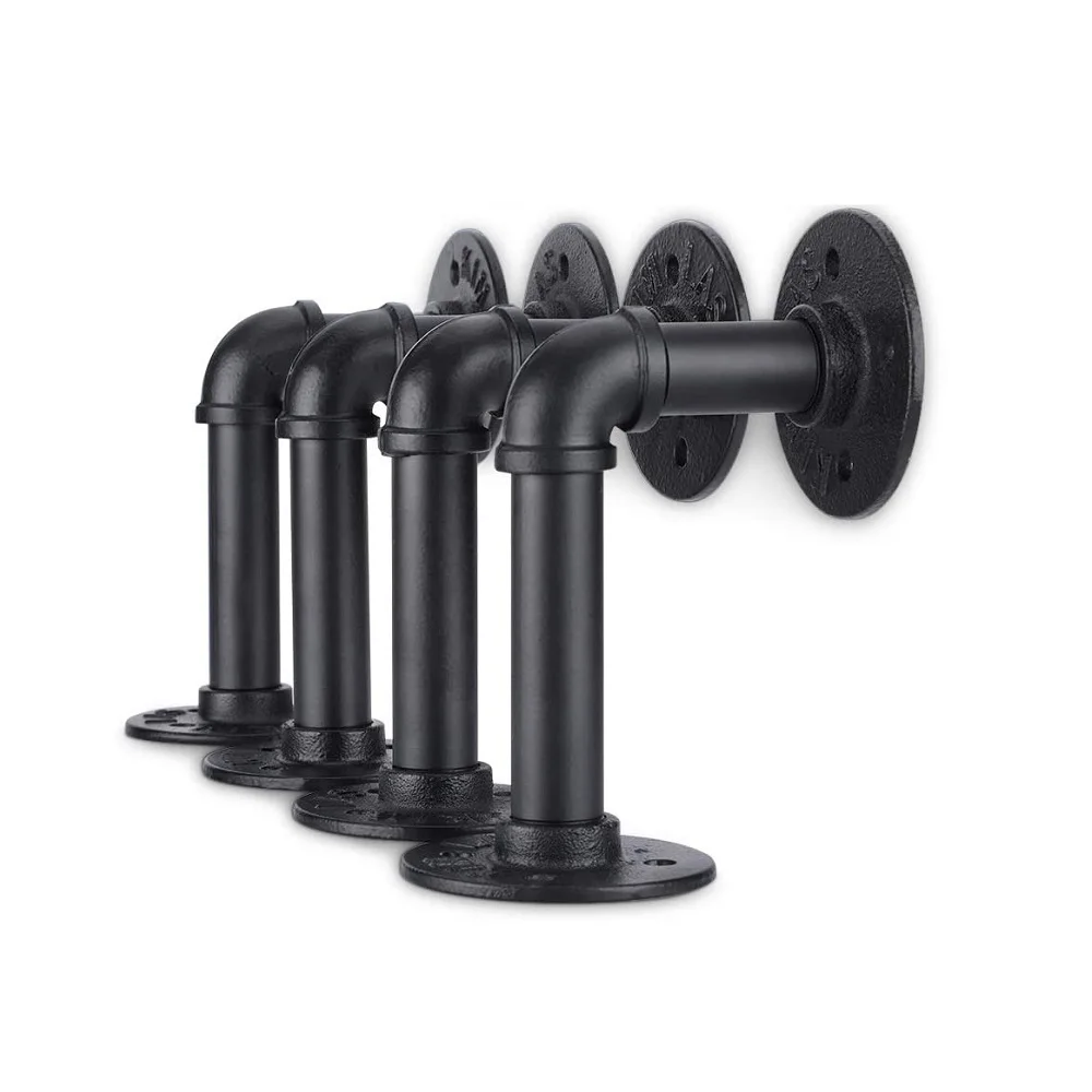 

4PCS Home Decor Industrial Iron Pipe Shelf Bracket Wall Mounted Floating Shelves For Custom Bracket