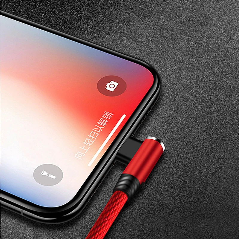 1 м 90 градусов Micro USB кабель локоть нейлоновая оплетка Android зарядное устройство usb-c USB кабель для samsung для iPhone провод шнур(N0831