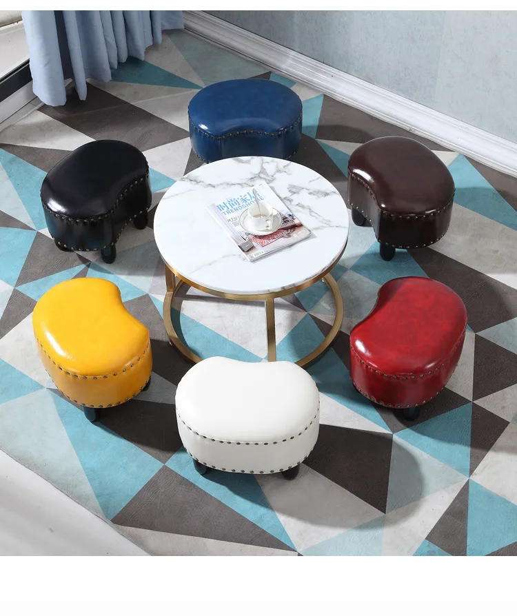 

Decoration wooden leather ovel stool sofa table bench fashion kids furniture Neoclassical Antique blackhawks minimalist modern
