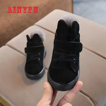 

Winter New Girls Snow Boots Fashion Plush Casual Children Shoes 2019 Children Boots Leather Princess Soft Ankle Boots B192