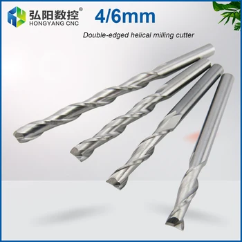 

2 blade spiral milling cutter engraving machine 4mm end mill spiral drill bit wood carbide tool CNC 6mm milling cutter head