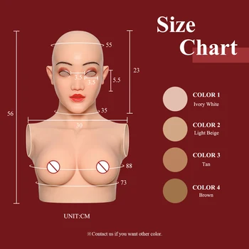 

KUMIHO Transsexual Silicone Mask can make up without eyes with breast forms C cup boobs for Crossdresser shemale