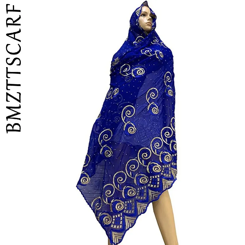 Новинка, Африканский шифоновый шарф, мусульманский шифоновый женский большой шарф с вышивкой, пашмиана BM845 - Цвет: Color 3