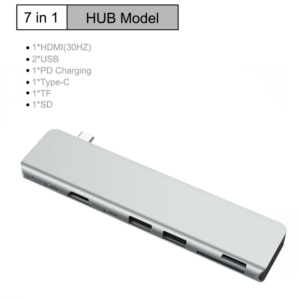 USB-C USB C Hub HDMI Type C Hub 3.0 Splitter Adapter TF Micro SD Card Reader