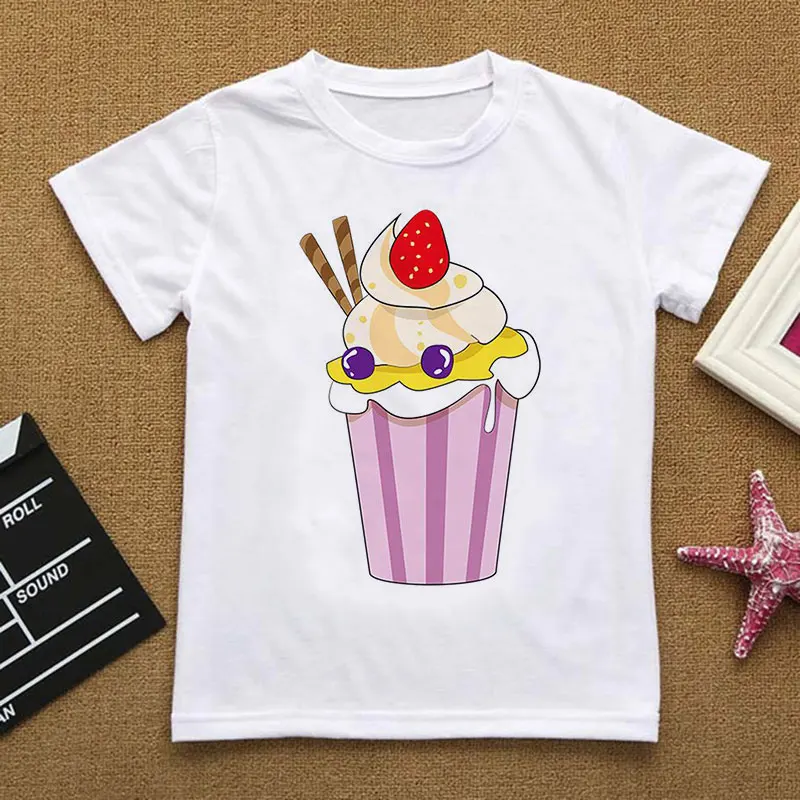 

Harajuku Fashion T-shirt Girl Best Friends Ice Cream Summer Funny Cartoon Boys T Shirt Round Neck Kids Tops Cute White Clothes