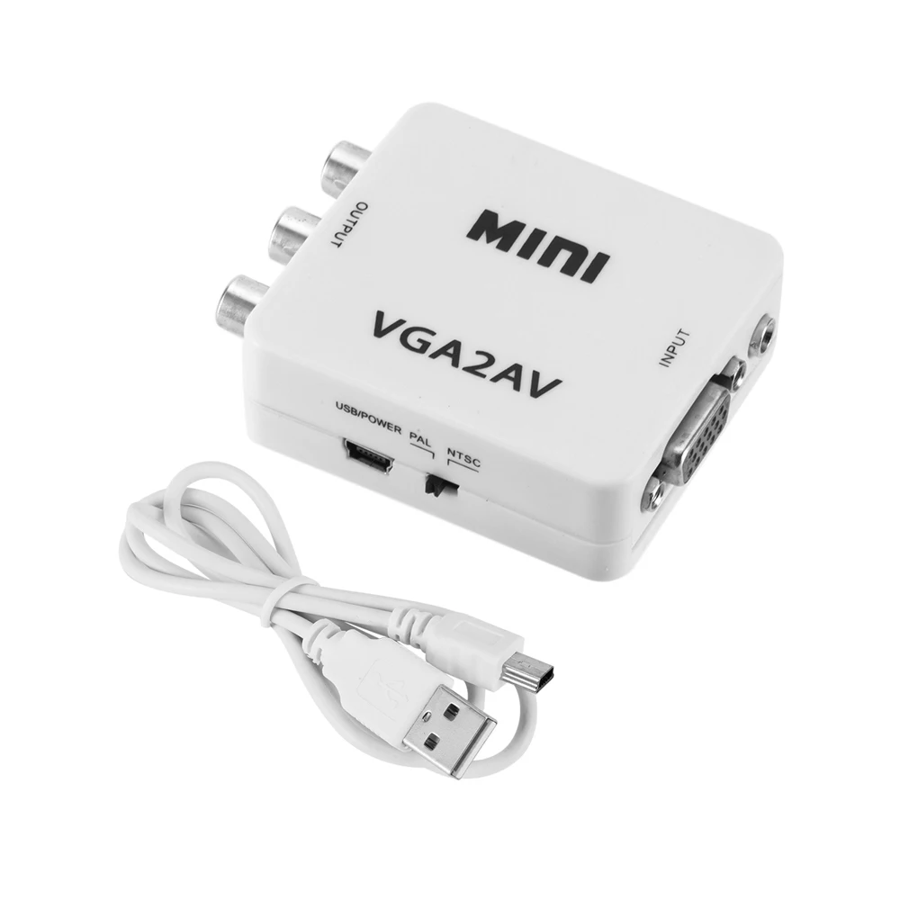 1080P HD Mini VGA в AV RCA аудио конвертер VGA2AV/CVBS адаптер с 3,5 мм для ПК к телевизору HD компьютер к ТВ VGA в AV конвертер