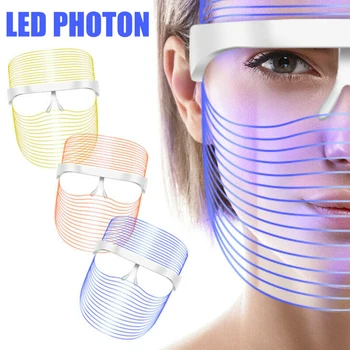 

comfortably Mask Is Healthy To Skin Trichromatic 3-color Light Photon Face Neck Mask Rejuvenation Skin Facial Wrinkle Instrument