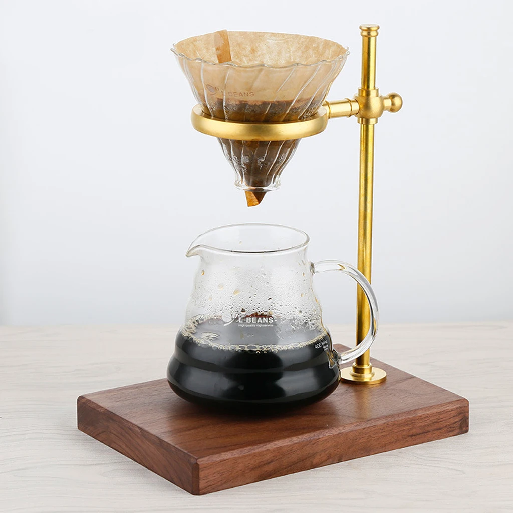 Wood &Copper Manual Pour Over Drip Coffee Tea Filter Dripper Stand Rack