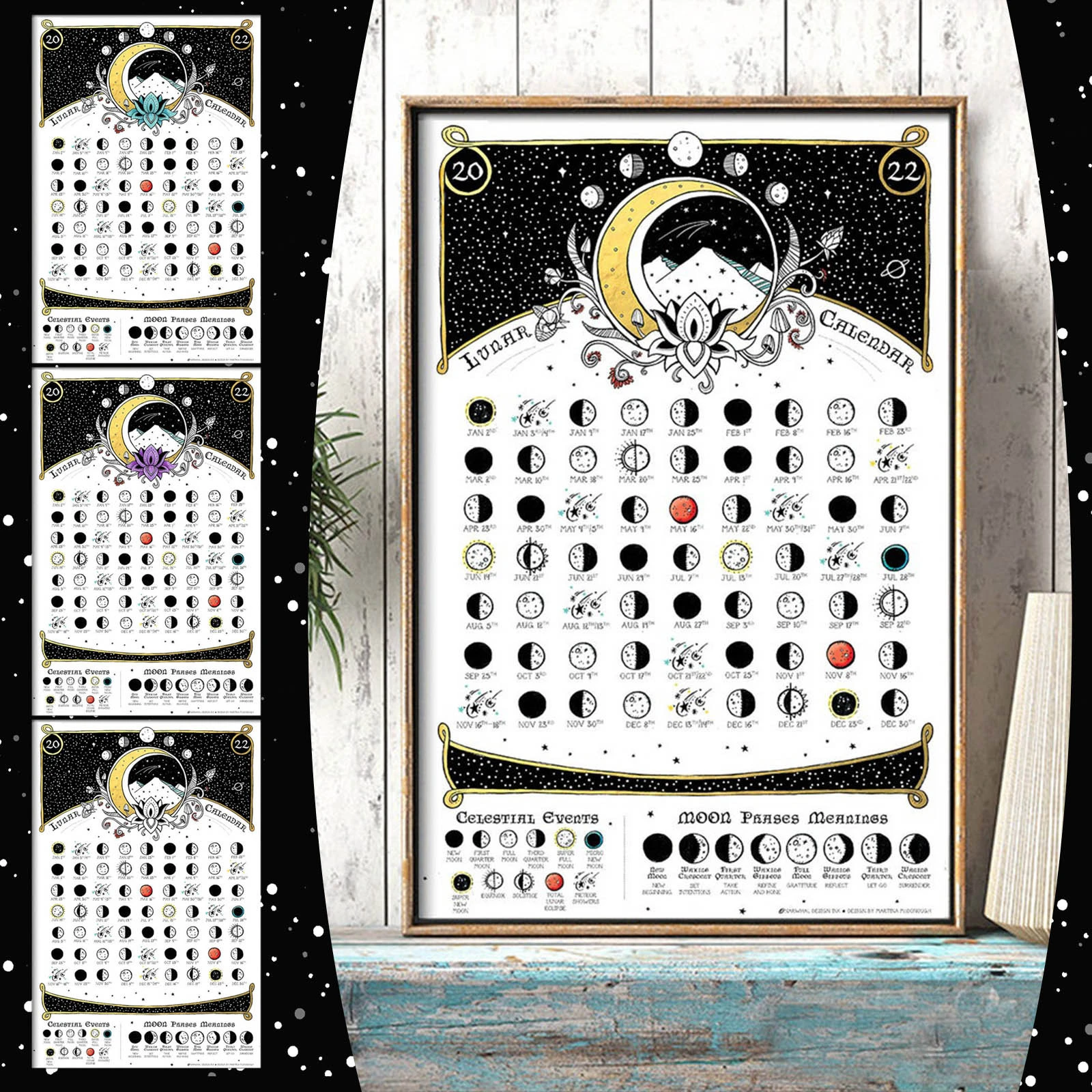 Occult Calendar 2022 Witchy Moon Wicca Calendar 2022 Poster And Print Occult Boho Lunar Phase  Decor Wall Art Canvas Painting For Bedroom Unframed - Aliexpress Home &  Garden