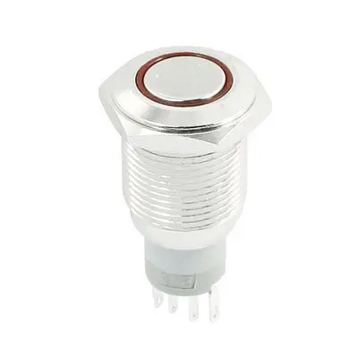 

DC12V Red Indicative LED SPDT 16mm Panel Mount Locking Metal Push Button Switch
