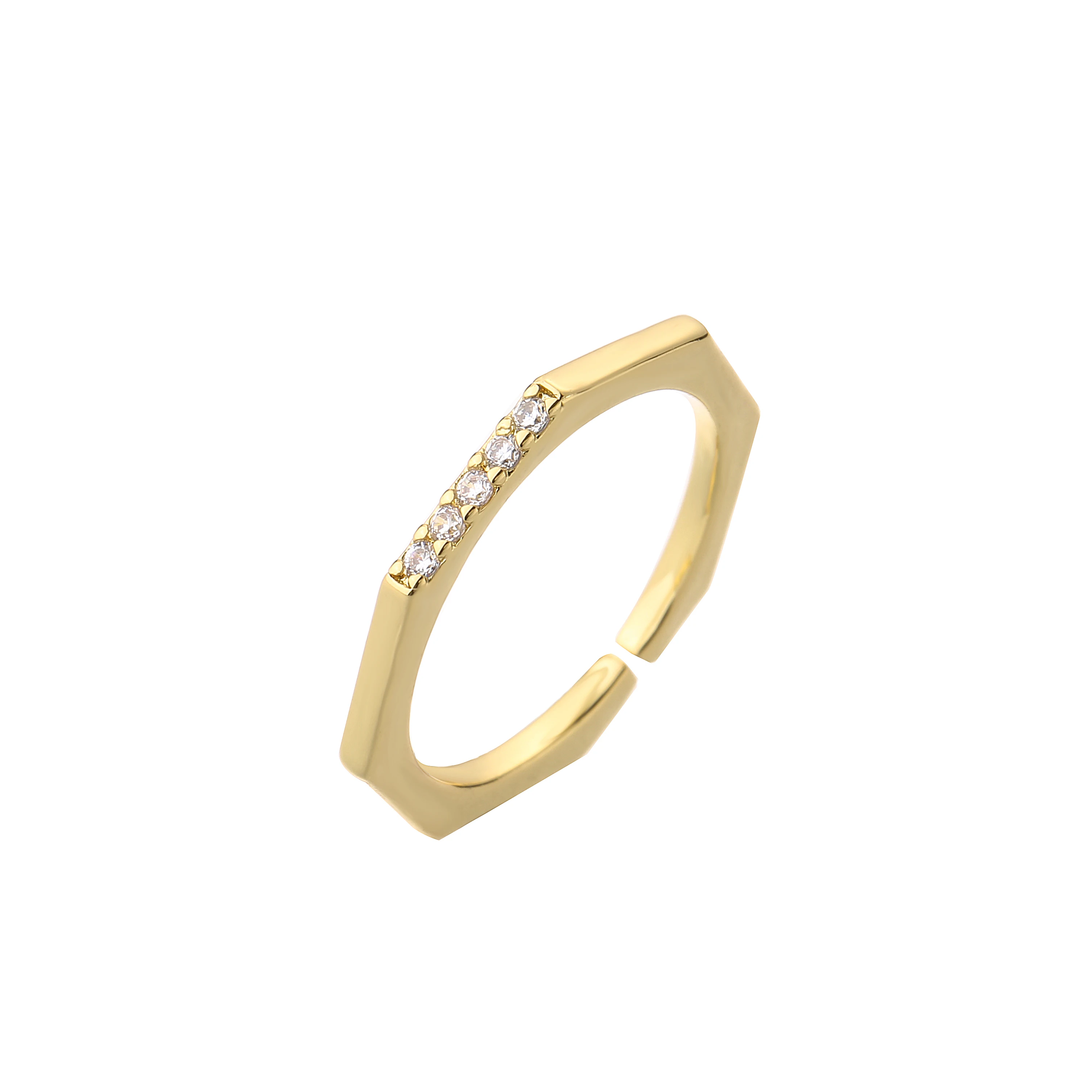 Bague en Cristal Plaqué 18K pour Femmes, Cœur Réglable et Ouvert, Bijou de Mariage Idéal