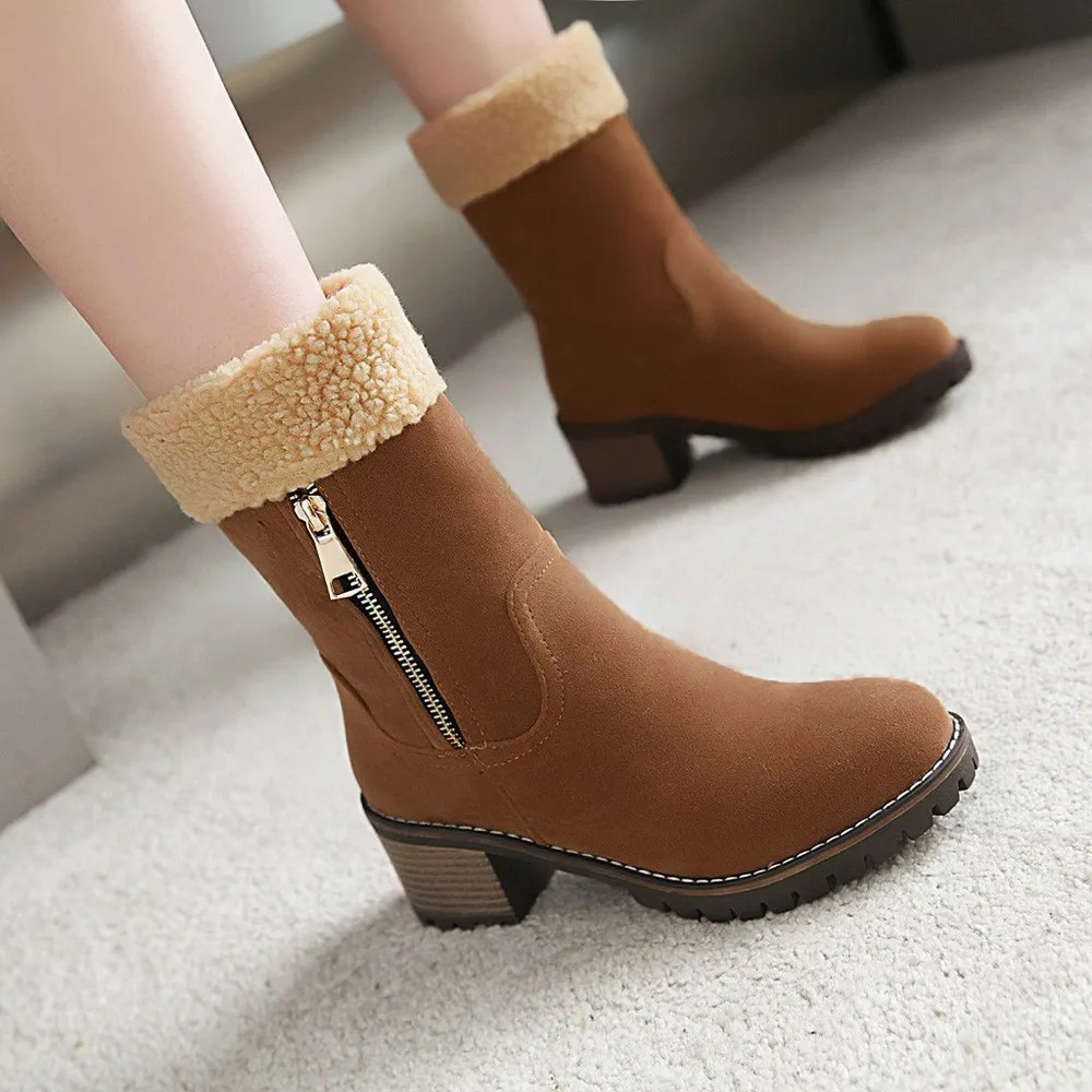 

boots Women's Snow Boots Ladies Winter Ladies shoes woman Flock Warm Solid Color Boots Snow Boots Short Bootie Dropshipping