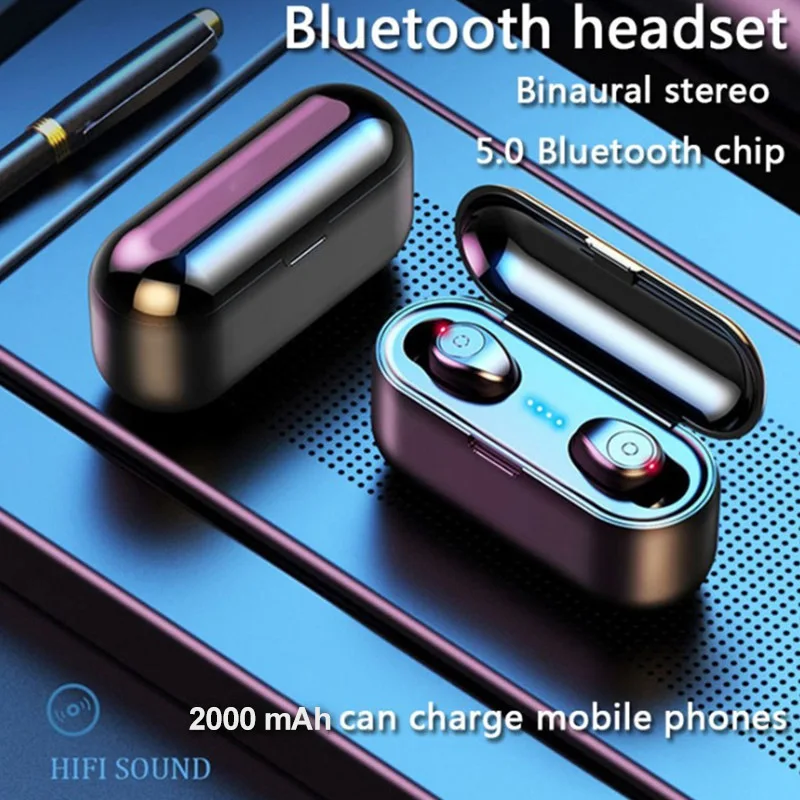 F9 наушники-вкладыши TWS с Bluetooth5.0 Беспроводной Наушники Умная кнопка-Управление