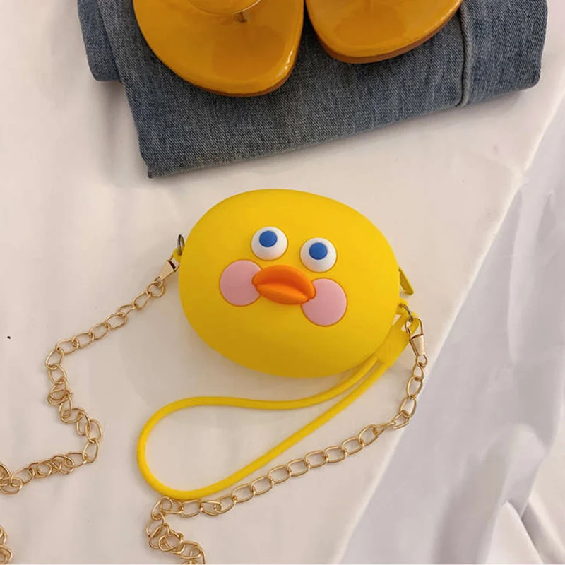 Q UNCLE Kawaii, мультяшная утка, силиконовый кошелек для девочек, сумка через плечо, цвет конфеты мини, летняя Милая Диагональная Сумка на ремне, сумка для монет