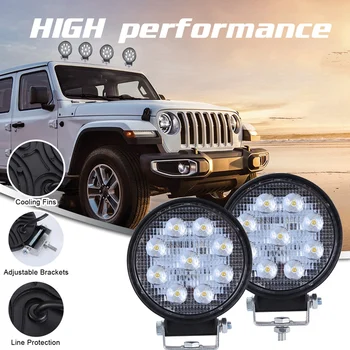 

90W Round Slim Aluminium Car LED Spotlight Working Light Bar Auto Driving Lamp Work Light Fog Lamp Black