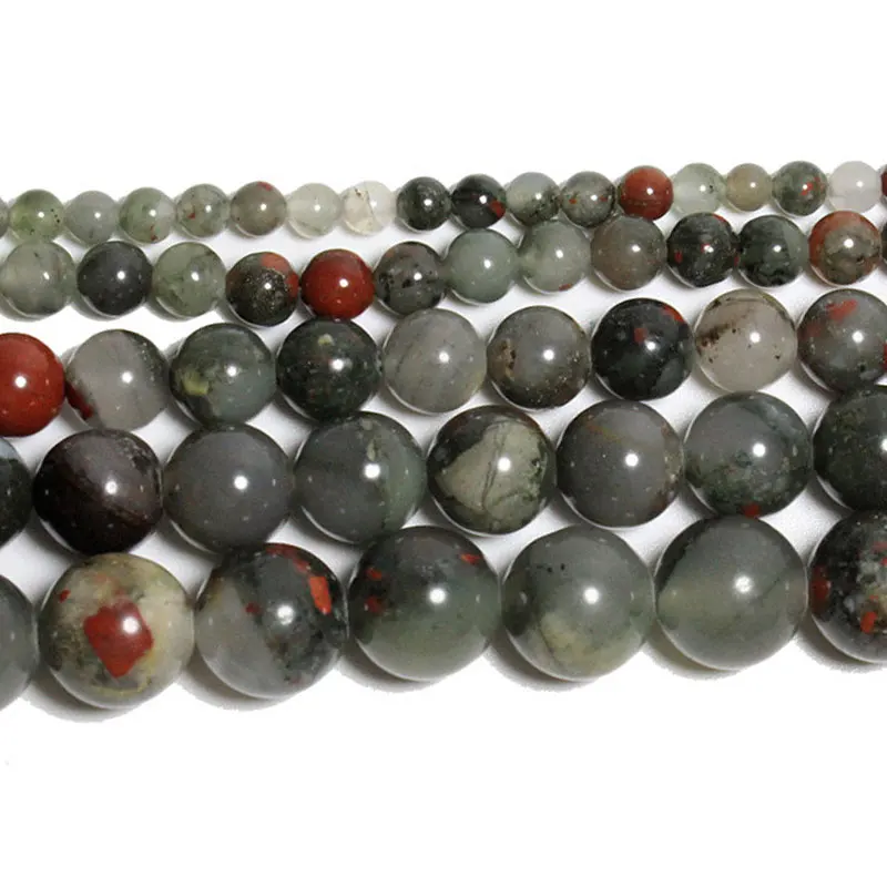 African Blood Stone Лучшие натуральные Агаты аметистами тигровый глаз бусины из Лабрадорита каменные бусины для самостоятельного изготовления ювелирных изделий браслет Цепочки и ожерелья 4/6/8/10 мм - Цвет: African Blood Stone