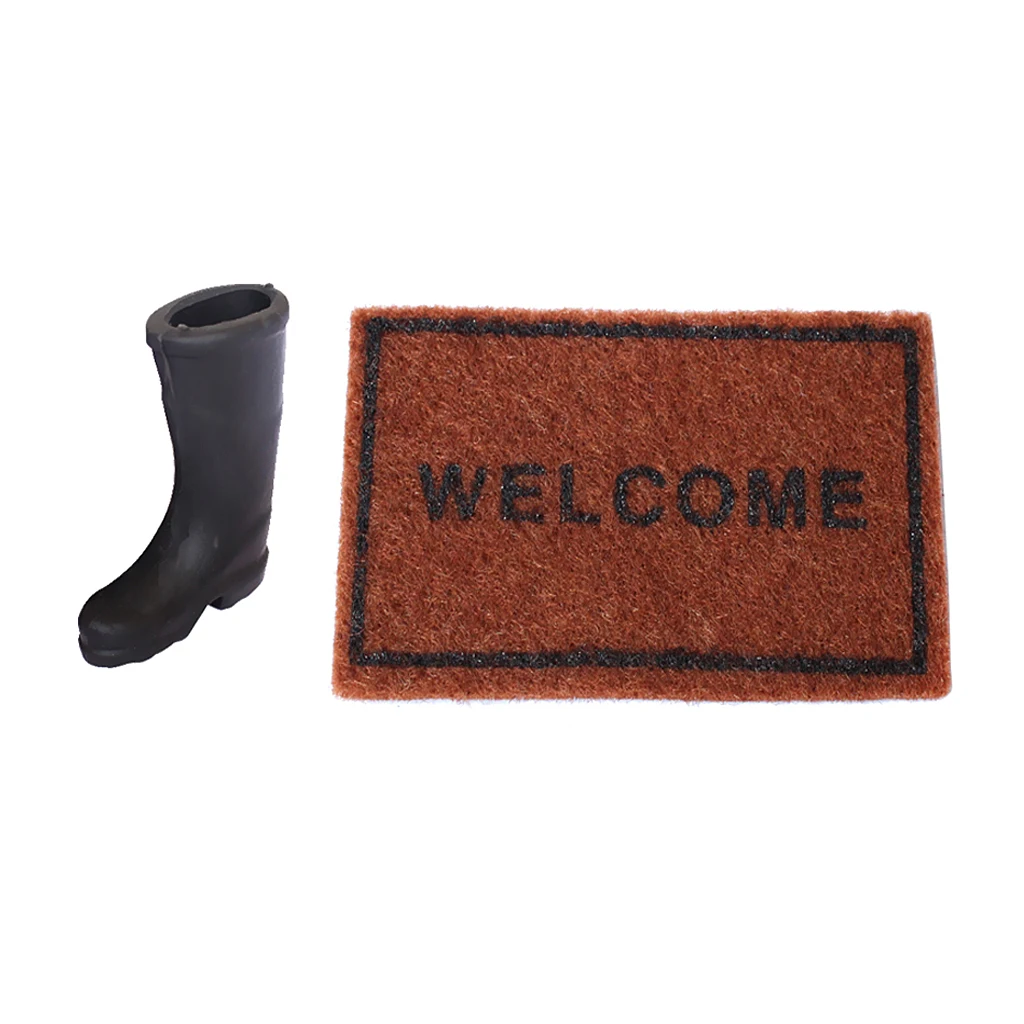 ''Welcome'' Patterned Floor + Rubber Rain Boot For 1/12 Dollhouse Furniture | Игрушки и хобби