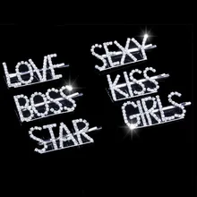 Свадебные блестящие заколки для волос для женщин со стразами и кристаллами, заколка для волос с буквами, заколки для волос, ювелирные украшения для волос, аксессуары