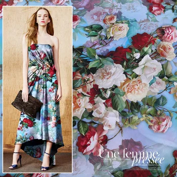 

108cm wide printed natural silk fabric 19mm silk stretch satin fabric meter digital inkjet dress fabric wholesale silk cloth