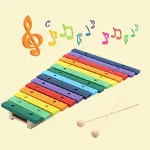 15 тон Красочный Glockenspiel деревянный ксилофон и алюминиевый ударный музыкальный инструмент обучающая игрушка для детей