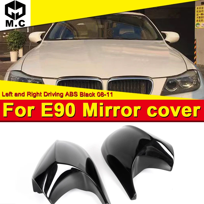 

E90 LCI 4-Door Sedan ABS Gloss Black Side Mirror Cover Cap 1M Add on style For BMW 3 Series M3 Look 2-Pcs 1:1 Replacement 08-11