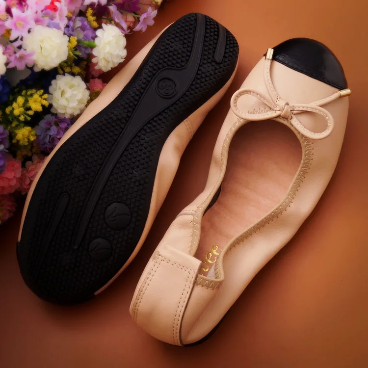 Women Genuine Leather Flat Shoes Newest Style Female Single Shoes Women Flats Shallow Mouth Balerinas Shoes For Woman Plus Size (28)