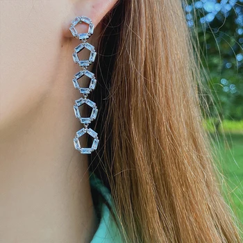 

Timeless Wonder Crystal Zirconia Geo Dangle Statement Earrings Women Jewelry Boho Top Designer Rare Kpop Runway Prom Unique 6541