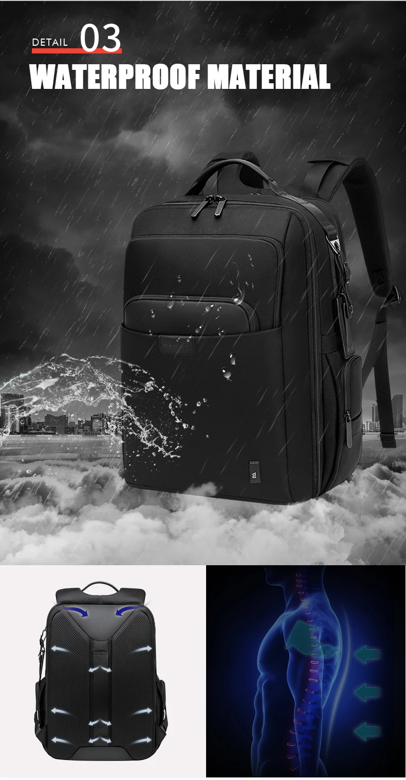 Bange Для мужчин рюкзак многофункциональный Водонепроницаемый 15,6 дюймовый ноутбук с многослойным покрытием карманы сумка Повседневное школьный рюкзак для мальчиков и девочек
