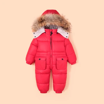 

-30 Russian Winter Snowsuit Boy Baby Warm Rompers Duck Down Jacket Outdoor Infant Clothes Girls Climbing Kids Jumpsuit 1~4 Years