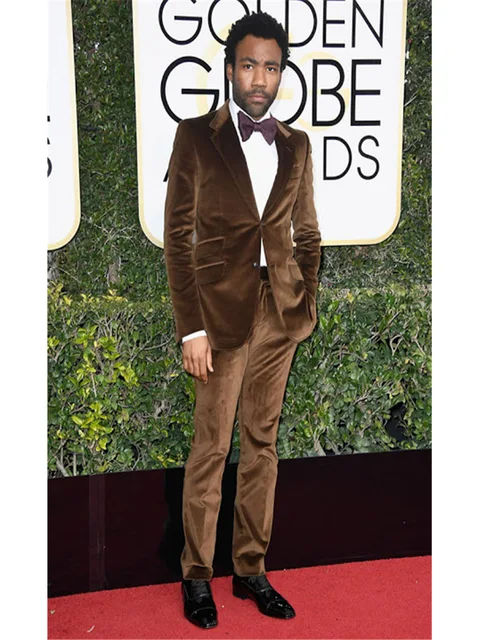 Brown Velvet Men Suit Slim Fit 
