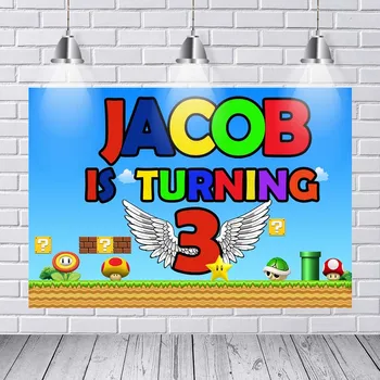

Super Marios Party Backdrop Uncle Bros Photography Background Cartoon Children Birthday Party Backdrop Baby Shower Decor