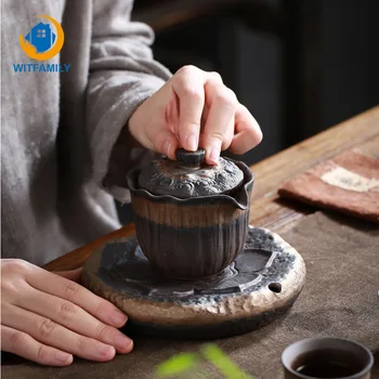 

Japanese Retro Teapot Ceramic Handmade Flower Puer Tea Pot Kungfu Teaware Zen Single Pot Hand Grab Pot Container Kettle Office