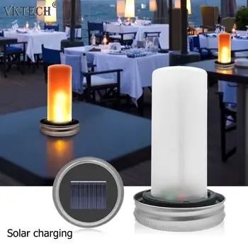 

4pcs Mason Cover Lid Solar Light LED Solar Flame Light Fire Lighting Lids Light Garden Outdoor Wedding Restaurant Decoration