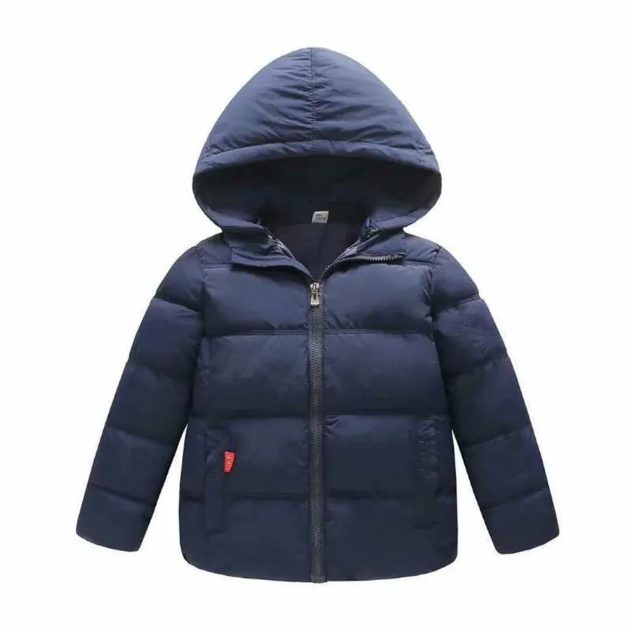 Куртка пуховик на утином пуху для мальчиков возрастом от 3 лет модные однотонные