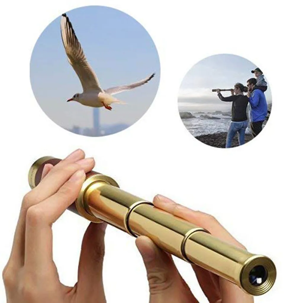 

High quality Portable telescope Brass Telescope 25x30 Zoomable Spyglass Collapsible Handheld Monocular Scope